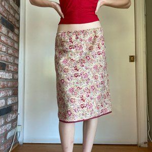 vintage banana republic pink floral midi skirt